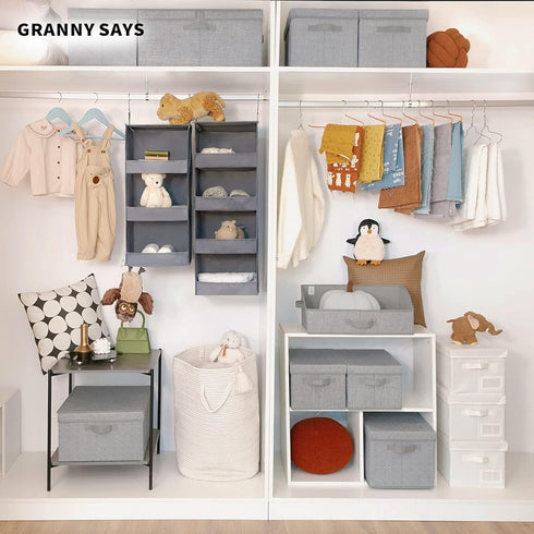 GRANNY SAYS 3-Shelf Hanging Closet Organizer and Storage, Collapsible Hanging Closet Shelves, Hanging Organizer for Closet & RV, Gray, 29 ½" H X 1...