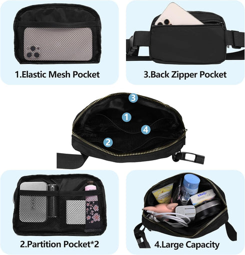 Waist Pack for Running Fanny Pack for Women and Men Gift Crossbody Belt Bag Bum Bag with Adjustable Strap for Sports for Men and Women Black...