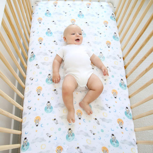 aden + anais Essentials Classic Crib Sheet, 100% Cotton Muslin, Super Soft & Breathable, Tailored Snug Fit, Space Explorers-Explorers...