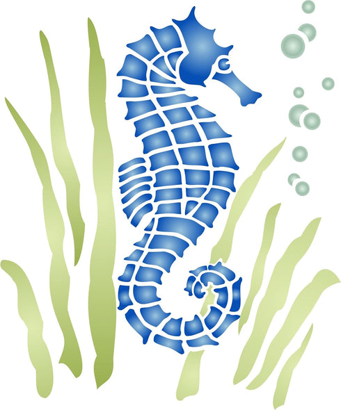 Seahorse Stencil, 6 x 6.5 inch (M) - Sea Ocean Nautical Seashore Reef Stencils for Painting Template...