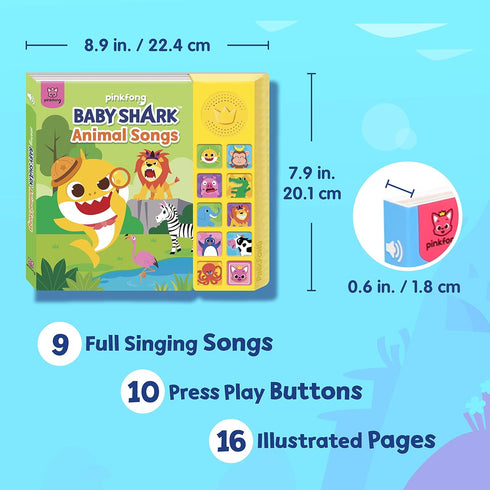 Baby Shark Animal Songs 10 Button Sound Book | Learning & Education Toys | Interactive Books for Toddlers 1-3 | Gifts for Boys & Girls...