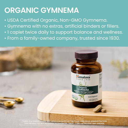 Himalaya Organic Gymnema Sylvestre Herbal Supplement USDA Certified Organic, Non-GMO, 700 mg, 60 Plant-Based Caplets...