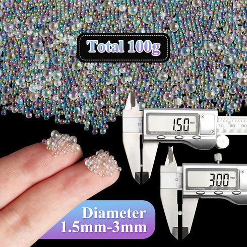 Resin Bubble Beads 100 g Iridescent No Hole Bubble Beads Tiny Mini Resin Shaker Filler Beads(Iridescent 1.5-3 mm)...