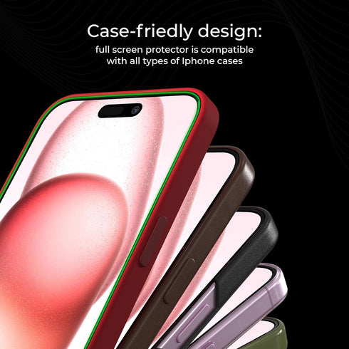 Deppa [2 Pack Premium Screen Protector for Iphone 15 (6.1') Tempered Glass 3D Edge to Edge Full Coverage |Case Compatible| with Easy Install Kit T...
