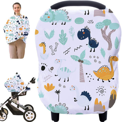 Multi-use Carseat Canopy Cover - Breathable Breastfeeding Covers, Car Seat Covers for Babies, Stroller Canopy Cover (Cute Dinosaur)...