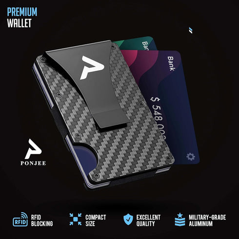 Card Holder Slim Wallet With Money Clip - RFID Blocking - Expandable to Hold 12 cards - Perfect For Any Occasion (Carbon Fiber Black)...