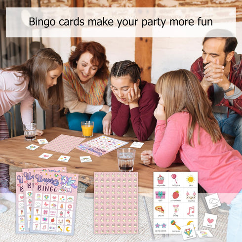 Unicorn Bingo - Birthday Bingo Games, Rainbow Unicorn Party Bingo, 24 Players Bingo Games for Unicorn Theme Birthday Party Outdoor Family Party Tr...
