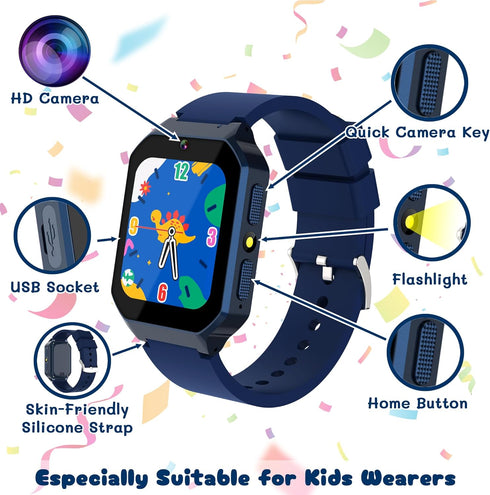 Kids Smart Watch Boys 5-7 8-10, Kids Watch with 26 Games, Kids Pedometer Watch with Learning Card Audio Book Camera Player Calculator Alarm Calend...