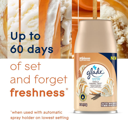 Glade Automatic Spray Refill, Air Freshener for Home and Bathroom, Vanilla Caramel Twist, 6.2 Oz...