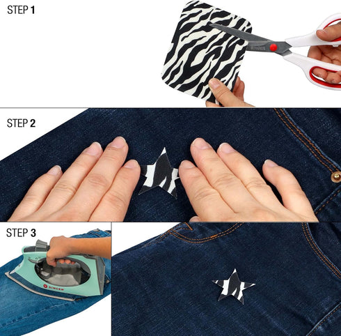 SINGER Fabric Iron-On Patches Animal Print Set with Stencil, Set of 4...