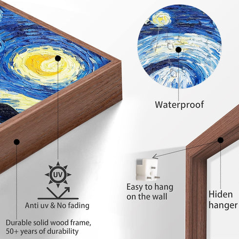 GENTLE DEER Wall Art Frame Canvas Prints of The Starry Night by Vincent Van Gogh Classic Oil Painting Style Reproduction Abstract Artwork Museum Q...