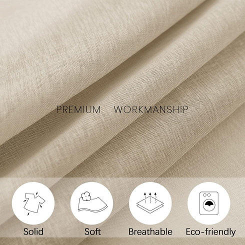 MRTREES Sheer Tier Curtains Beige Kitchen 36 inches Long Bathroom Short Curtains Sheers Transparent Voile Half Window Treatments Rod Pocket Light ...