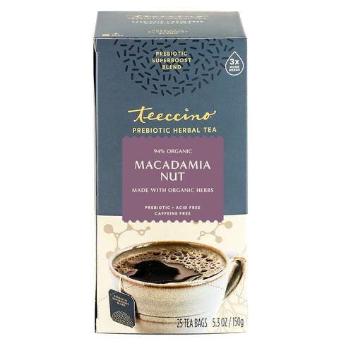 Teeccino Macadamia Nut - Prebiotic SuperBoost™ Herbal Tea - Support Your Probiotics with Vegan GOS & Organic XOS For Good Gut Health - Digestive D...