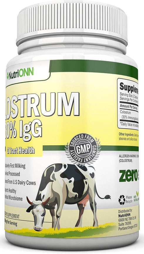 Colostrum - 1000mg - 120 Capsules - 30% IgG - Non-GMO US Dairy - First Milking Bovine Colostrum - Low Heat Processed - Great for GI Tract Health -...