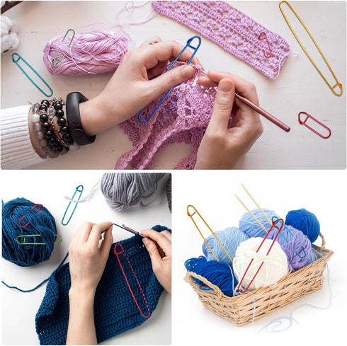 12 Pcs Knitting Stitch Holders Aluminum, Colorful Yarn Stitch Holder for Practical Knitting Crochet Tools for Sweaters Socks Yarn Sewing DIY Blank...