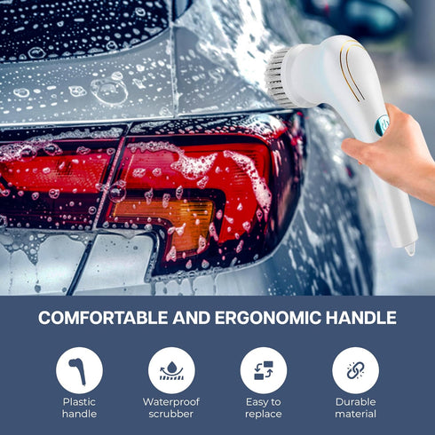 Electric Scrubber, Handheld Cleaning Brush, Includes 5 Replaceable Heads, Bathroom, Kitchen, Floor, Dish, Shoe, Glass - Multifunctional Home Acces...