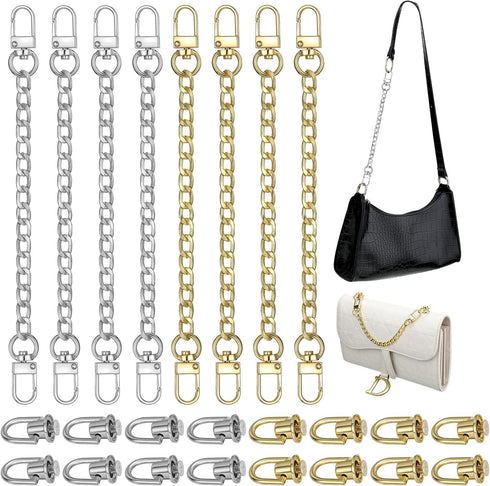 24 Pcs Purse Chain Strap D Ring Rivets Set Flat Purse Strap Extender Replacement Crossbody Chain Metal D Ring Stud Screw Post Head Buttons Handbag...