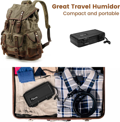Flauno Travel Cigar Humidor Case - Portable Cigar Box with Humidifier Disc & Cigar Cutter | Waterproof | Crushproof | Airtight | Durable (Holds up...