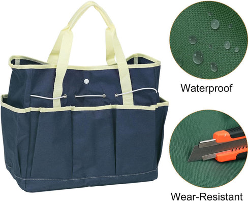 Garden Tool Bag 14" x 6.7" x 12" Large Oxford Waterproof with Pockets Garden Tote Bag Gardening Plant Tool Organizer Storage Carrier Store for Out...