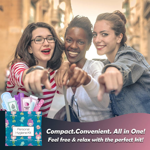 3 x Menstrual All-in-One Kits - Assorted Colors | Convenience on The Go | Single Period Kit Packs | Individually Wrapped Feminine Hygiene Products...