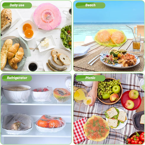130Pcs Reusable Elastic Food Bowl Storage Covers, Sublaga Bowl Covers, Variety of 5 Translucent Stretchable Sizes and Colorful Dish Plate Covers, ...