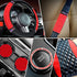 Bling Car Accessories Set Leather Diamond Steering Wheel Cover Bling Seat Belt Shoulder Pad Armrest Pad Crystal Car Decor Bling Car Cup Holders Tr...