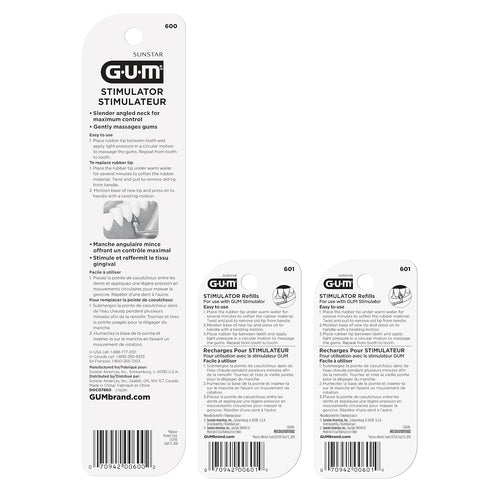 GUM Stimulator Permanent Handle - Long Handled Massager (Handle + 2 Refill Packs)...