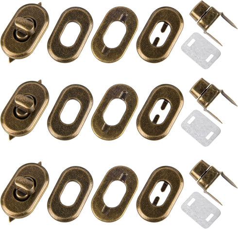 Framendino, 12 Sets Turn Lock Clasp Meal Bag Purse Closure Twist Lock Fasteners Hardware Leather craft Accessory...