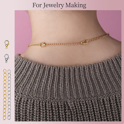 LEOBRO Jump Rings, 968pcs Jewelry Making Supplies, Jump Rings for Jewelry Making, Gold Silver Jump Rings for Charm, Lobster Claw Clasps for Neckla...