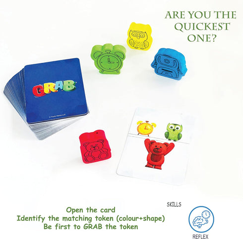 Grab - A Game of Quick Reflexes for Kids by Trunkworks | Fun Family Card Game for Kids Ages 6 + years | Develops Reflex, Hand Eye Coordination, Fo...