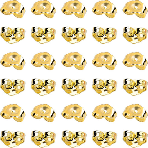 SANNIX 30pcs/15 Pairs Gold Plated Earring Backs Yellow Replacement Secure Ear Lockings...