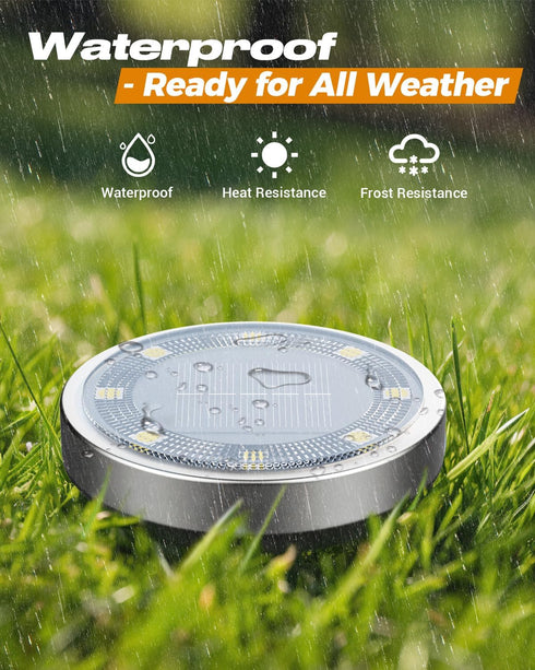 btfarm 6 Pack Solar Ground Lights Outdoor, 8 LED Flat Solar Lights Outdoor Pathway IP65 Waterproof for Garden Pathway Lawn Patio Yard Landscape, W...