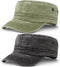 Geyoga Army Cap 2 Pieces Cadet Military Hat for Men Women Washed Cotton Flat Top Cap Unisex Outdoor Sports Casual Sun Hat...