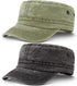 Geyoga Army Cap 2 Pieces Cadet Military Hat for Men Women Washed Cotton Flat Top Cap Unisex Outdoor Sports Casual Sun Hat...
