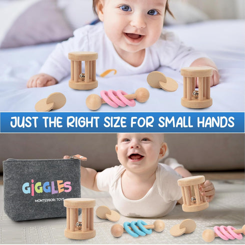 Montessori Toys for Babies 0-6 Months and 6-12 Months - Eco-Friendly Wooden Baby Toy for Sensory Stimulation, Skill-Building, and Cognitive Growth...
