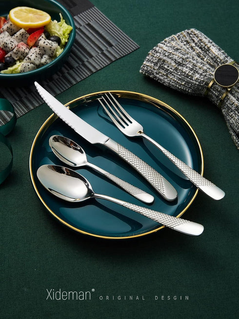 Xideman® Premium 6 Piece Dinner Spoon with Hammered, 18/10 Stainless Steel Fine Soup Spoon, 7.95" Tablespoons for Home, Kitchen or Restaurant, Mir...