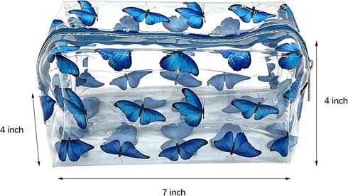 Cute makeup bag, transparent portable makeup bag, waterproof toiletries storage bag, large capacity pen bag (butterfly)......