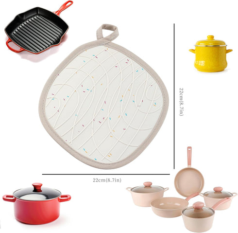 2PCS Silicone Pot Holders, OHOLA Stylish Heat Resistant Hot Pads with Pockets, Non Slip Potholders for Kitchen Baking and Cooking (7.87 x 7.87 Inc...