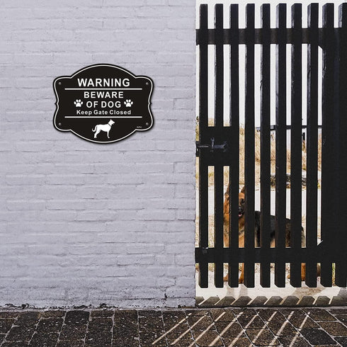 2 Pack Beware of Dog Signs for Fence,10x8 Inch Rust Free .040 Aluminum Metal Yard Sign, Fade Resistant, UV Protected, Weatherproof Warning Dog Sin...