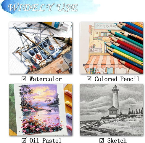 Watercolor Paper, 9" x 12", 20 Sheets Water Color Paper Bulk for Kids Child Students Adults, 110 Lb/230 GSM Thick White Cold Press Watercolor Draw...