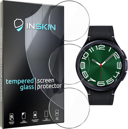 Inskin Screen Protector for Samsung Galaxy Watch 6 Classic 47mm - 3-Pack, 9H Tempered Glass, Ultra HD, Case-Friendly...