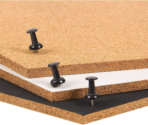Juvale 3 Pack Hexagon Cork Board Tiles with Push Pins, Self-Adhesive Bulletin Boards for Walls (Small, 7.9 in)...