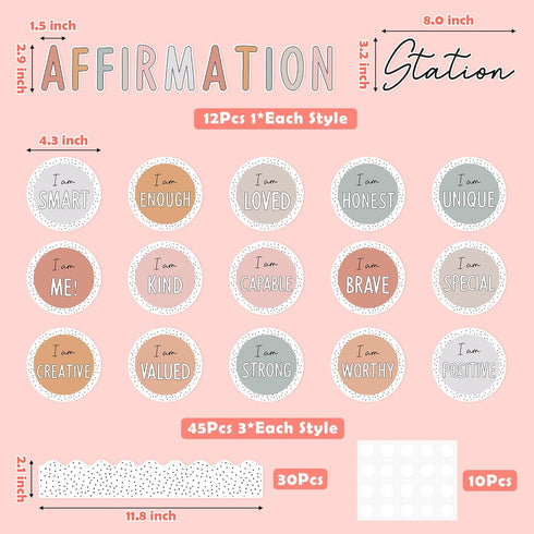 97Pcs Back to School Affirmation Station Bulletin Board Classroom Decoration Motivational Positive Saying Poster Cutouts Border Trim Back to Schoo...