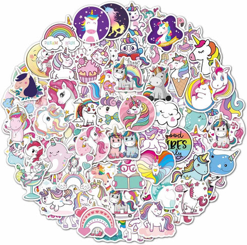 Cute Unicorn Stickers Pack 100pcs Vinyl Laptop Water Bottle Stickers for Girls Motorcycle Luggage Cup Graffiti Bomb Decals Skateboards Snowboard U...