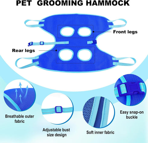 Dog Grooming Hammock for Dogs & Cats - Cat Hanger Sling Restraint Bag with Pet Nail Clipper Trimmer, Pet Grooming Harness for Nail Trimming/Clippi...