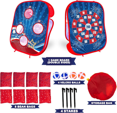 ArtCreativity 2 in 1 Bean Bag Toss Game and Sticky Ball Darts Game - Outdoor Games for Kids - Pop-Up Design for Quick Setup - Toddler Throwing Gam...