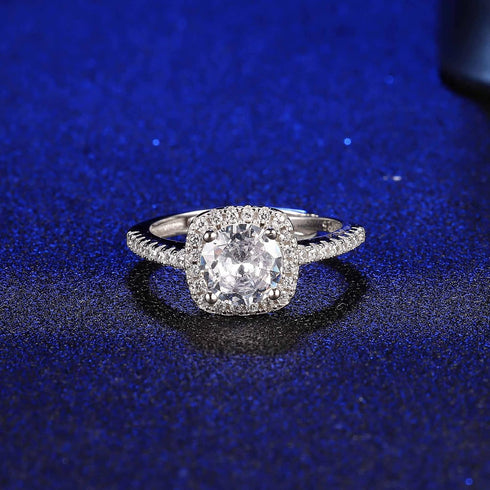 SAILIMUE 925 Sterling Silver Cubic Zirconia Engagement Rings for Women Round Square CZ Solitaire Wedding Halo Promise Eternity Ring Adjustable...