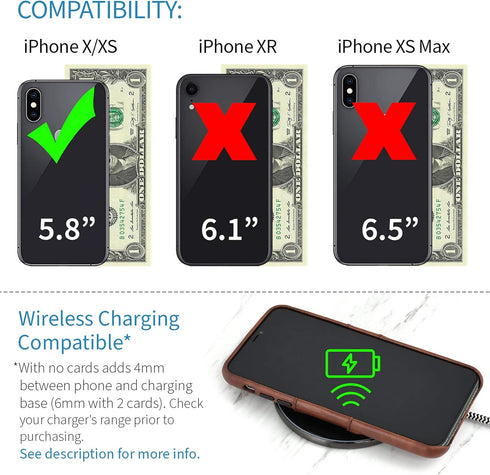 Dockem Wallet Case for iPhone X/XS: Built-in Metal Plate for Magnetic Mounting & 2 Credit Card Holders, (5.8" Exec M2, Synthetic Leather, Brown)...