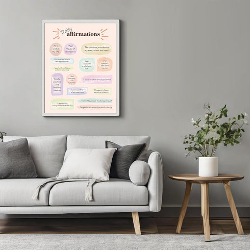 Posterizer 1 pcs-daily positive affirmations with pastel aesthetic-Motivational & Inspirational Art-Gift for Daughter, Son, Kids-Decor for Home & ...