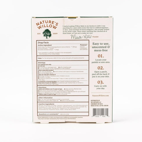Nature’s Willow Fast-Acting Willow Balm Natural Pain Relief Patches for Help Alleviating Muscle & Joint Pain in Back, Neck, Shoulder, Knee and Mor...